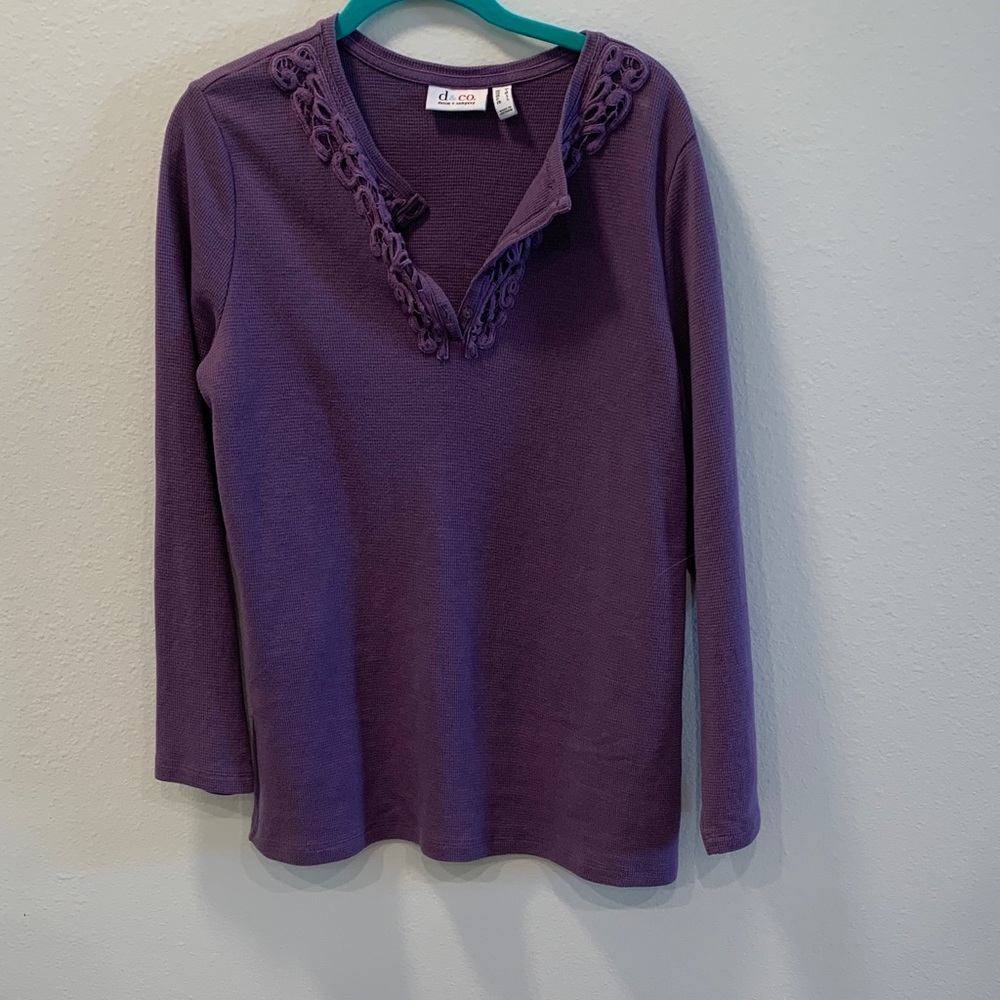 Purple Lace Trim Blouse